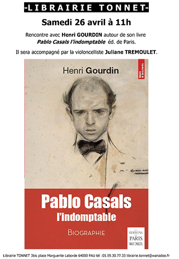 PABLO CASALSHenri Gourdin, librairie Tonnet Pau