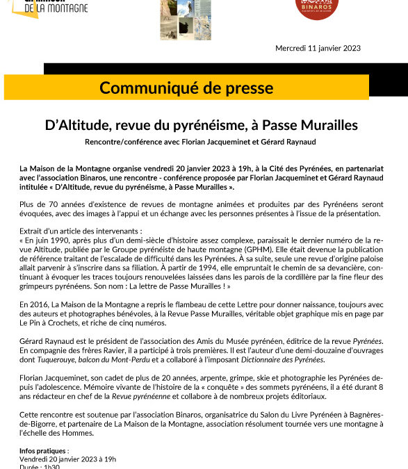 D&rsquo;ALTITUDE A PASSE-MURAILLES
