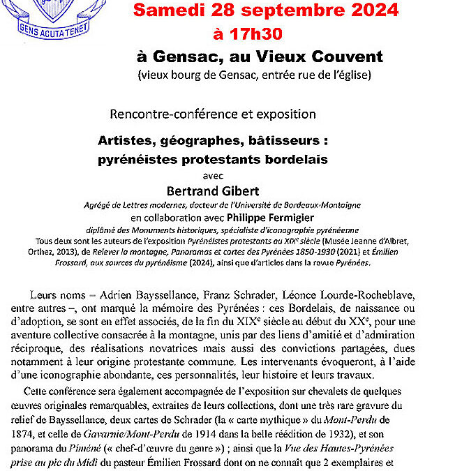 LES PYRENEISTES PROTESTANTS BORDELAIS A GENSAC (Gironde)