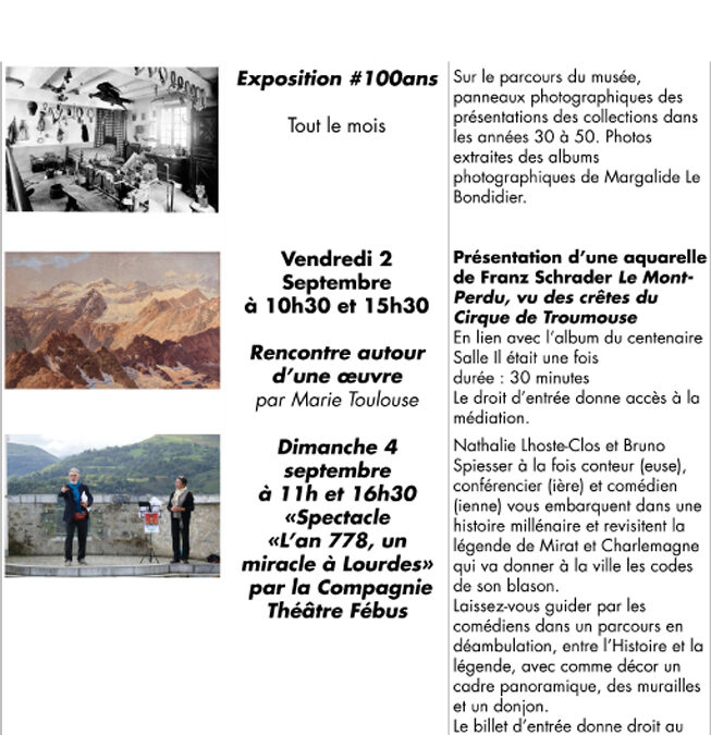ACTIONS CULTURELLES DE SEPTEMBRE AU MUSEE PYRENEEN